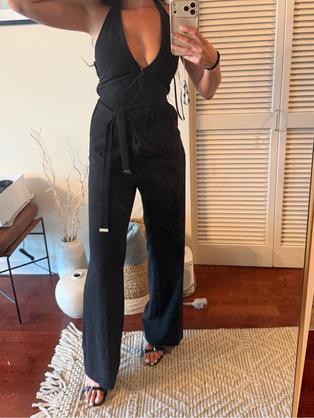 Women's Black Halter Wrap Jumpsuit